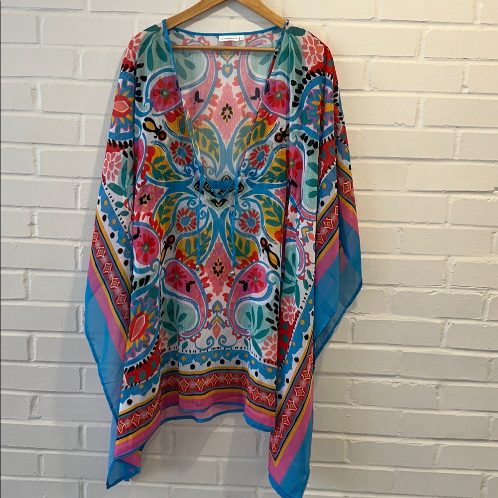 Colorful V-Neck Bohemian Swim Coverup - Picture 4 of 6